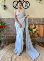 Georgette Grey Party Wear Sequence Work Saree